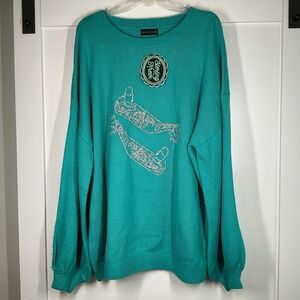 Sterling Kreek sweater Women 3X blue Queen Of Spurs‎ balloon sleeve Cowgirl West